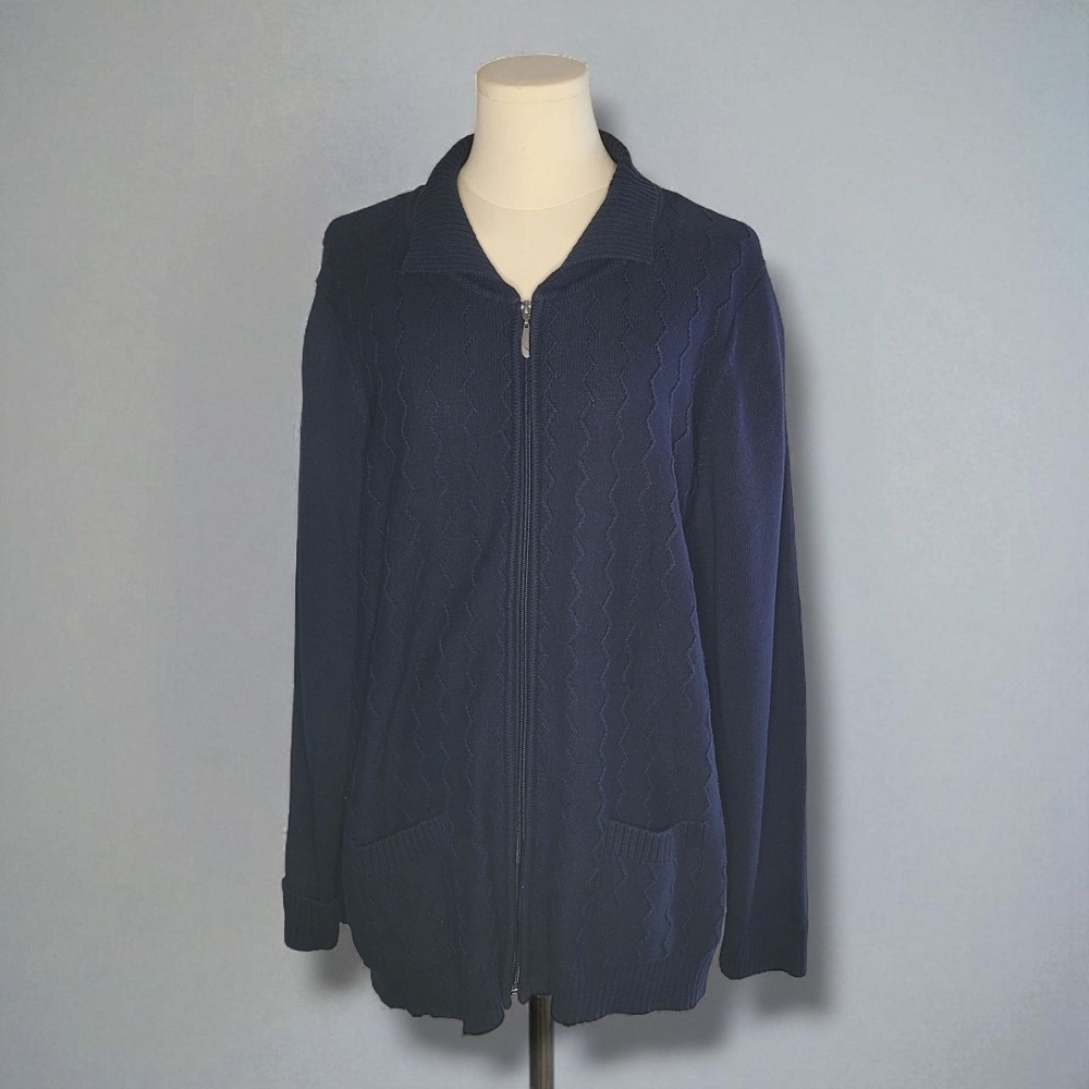 Allison Daley Deep Blue Textured Jacket - Picture 4 of 7